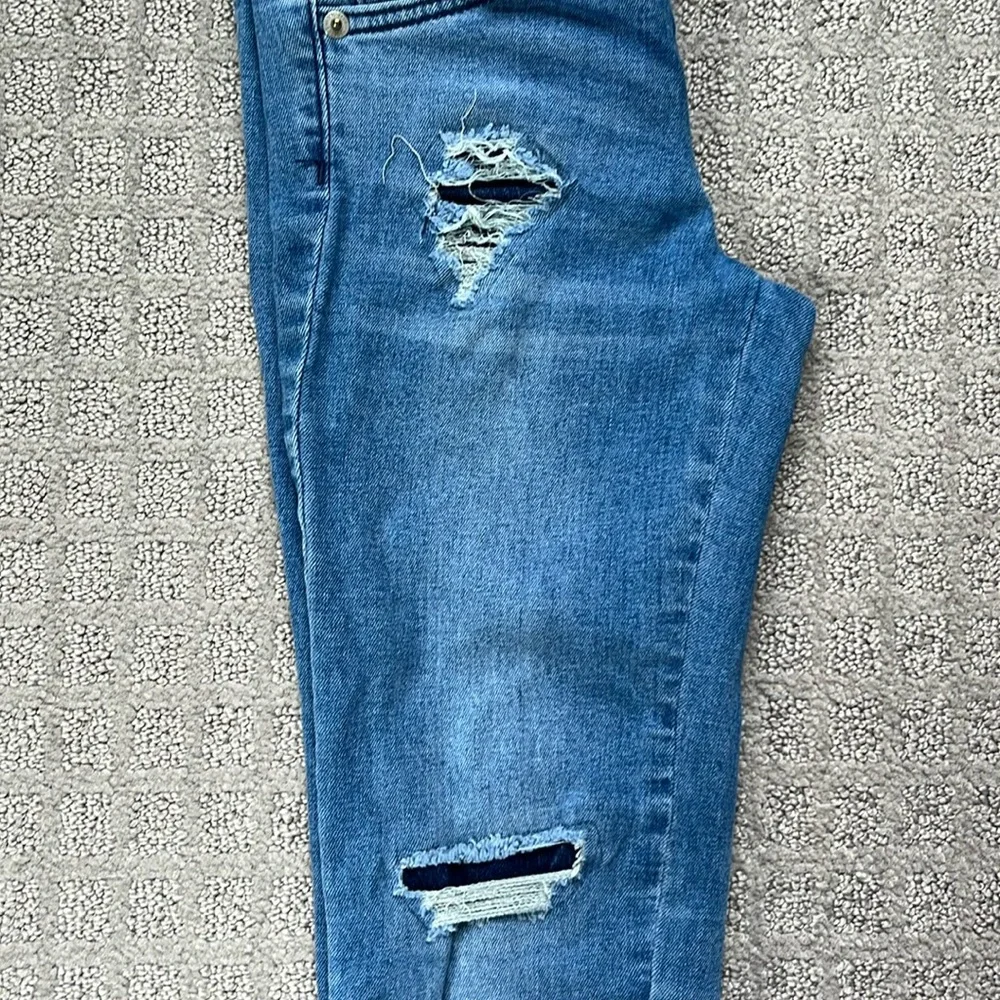 Justice Mid Rise Super Skinny Denim Jegging Blue Distressed Girls 8 Slim
